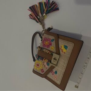 Aldo Floral Embroidered Clutch with Tassel